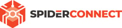 A logo of SpiderConnect in black and orange
